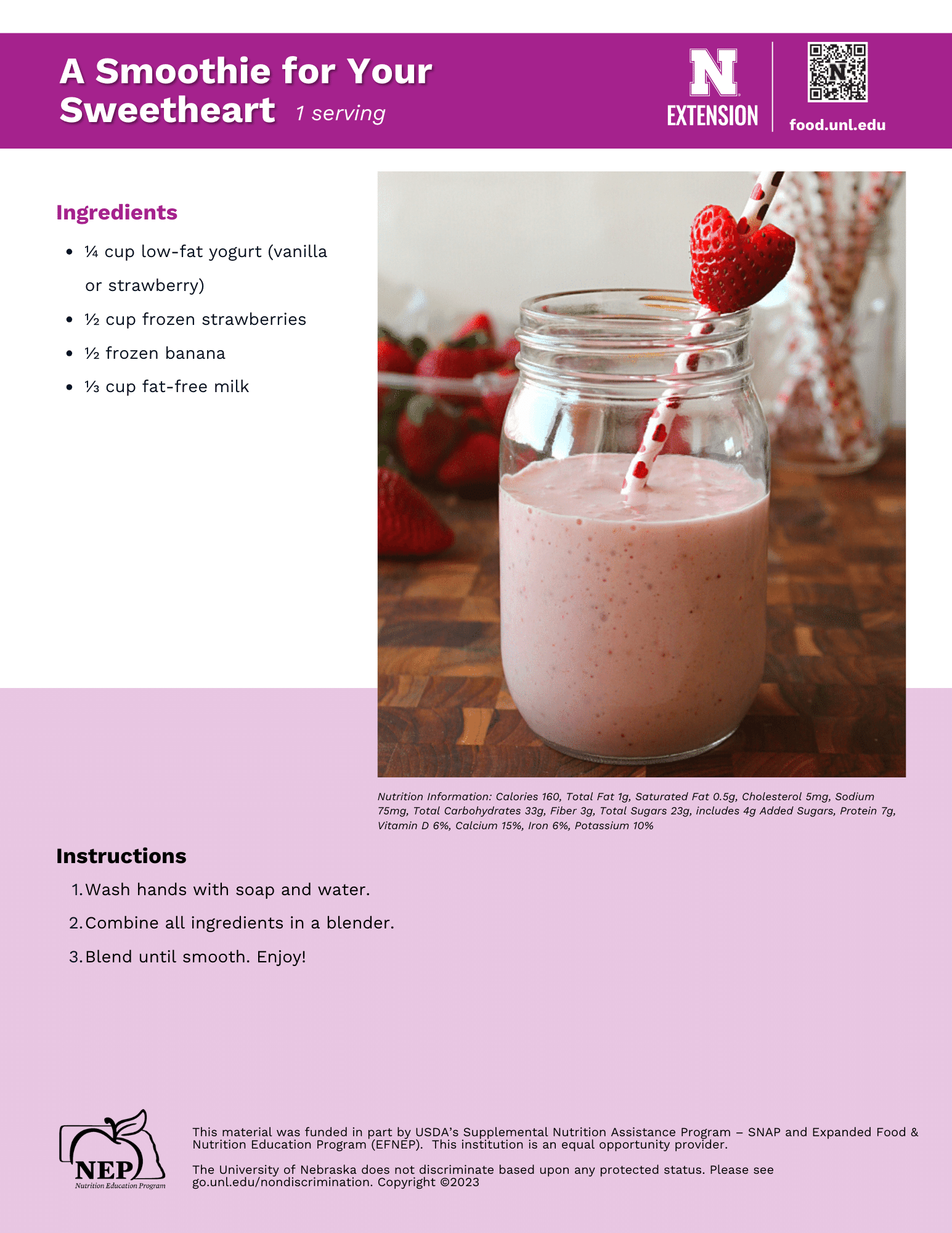 A Smoothie for Your Sweetheart Recipe Handout