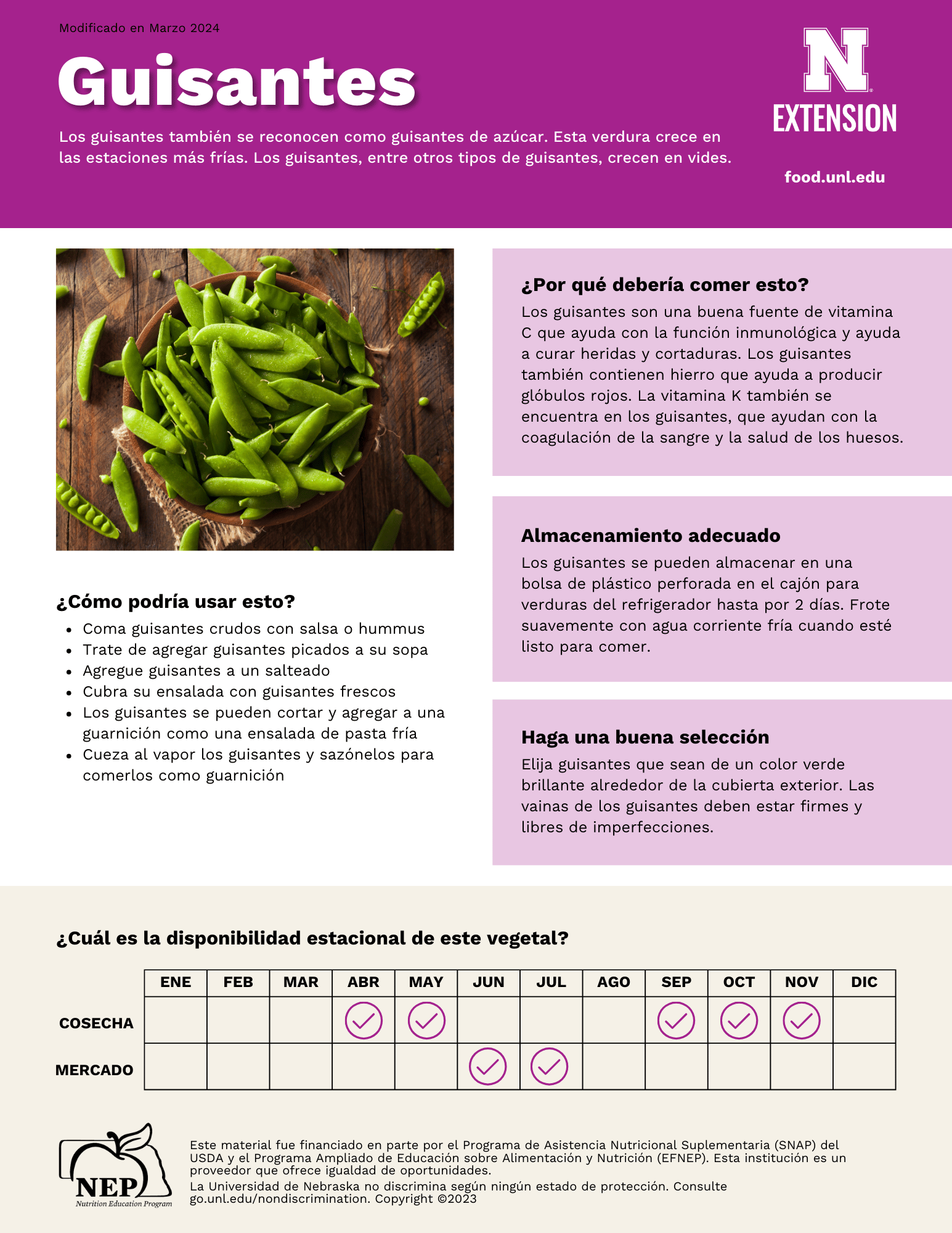 Snap Peas Handout - Spanish