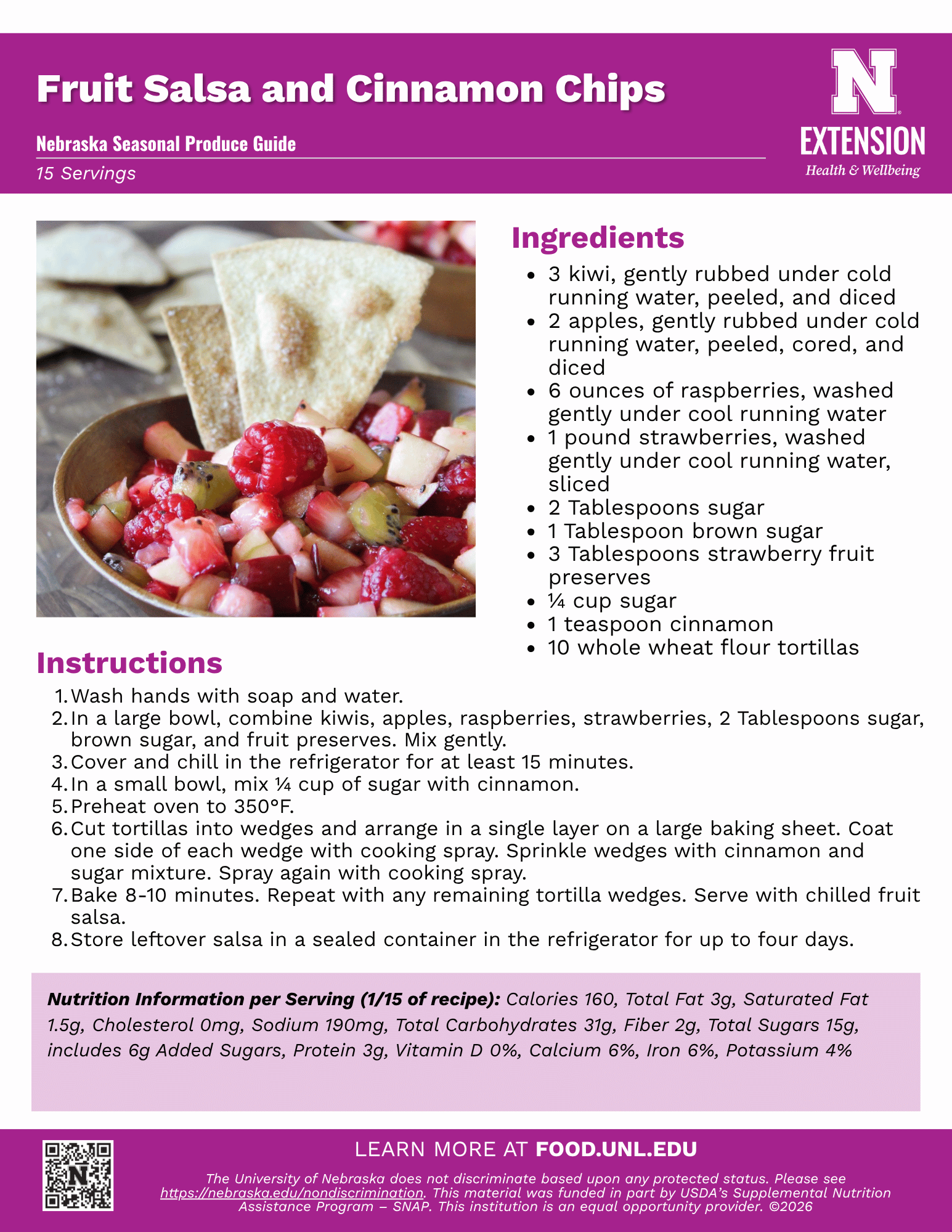 Fruit Salsa and Cinnamon Chips Recipe Handout