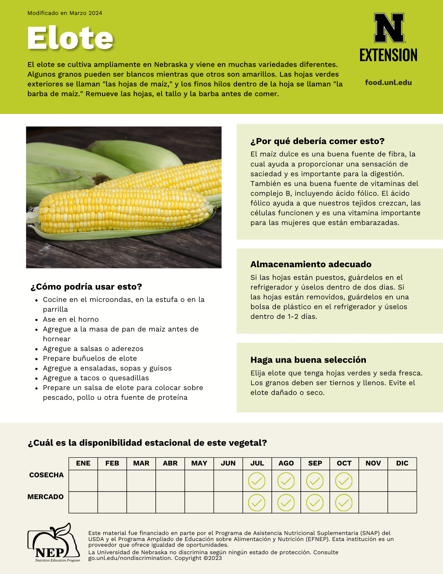 Sweet Corn Handout - Spanish
