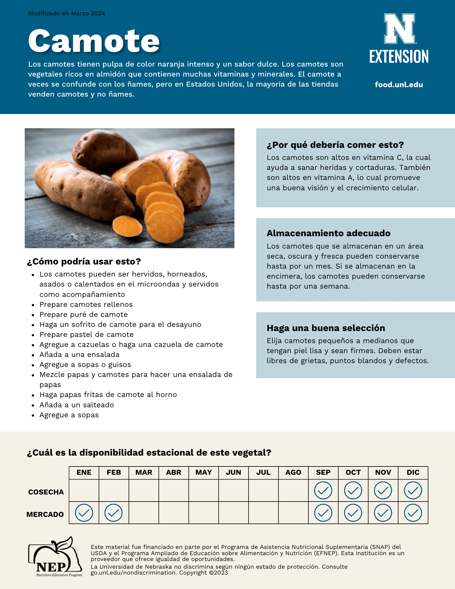 Sweet Potatoes Handout - Spanish