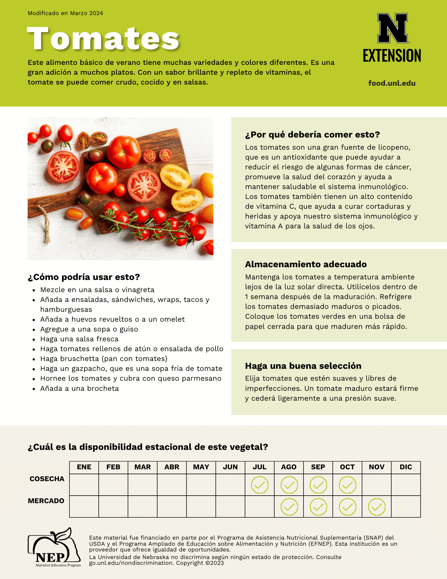 Tomatoes Handout - Spanish