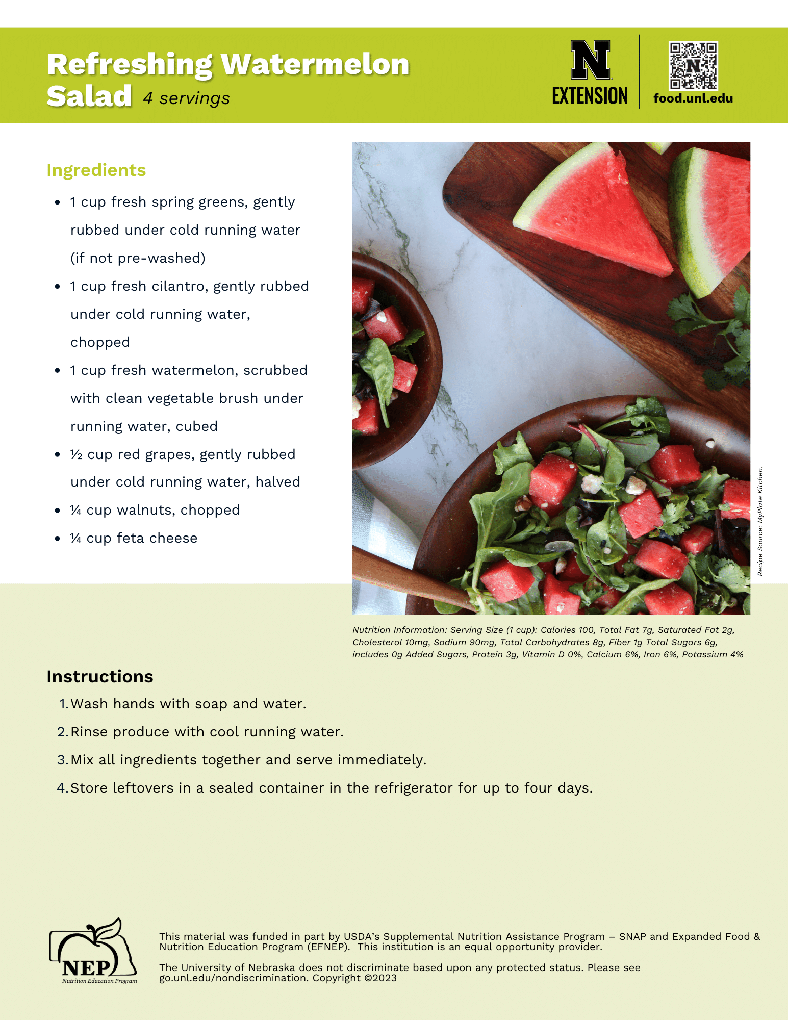 Refreshing Watermelon Salad Recipe Handout