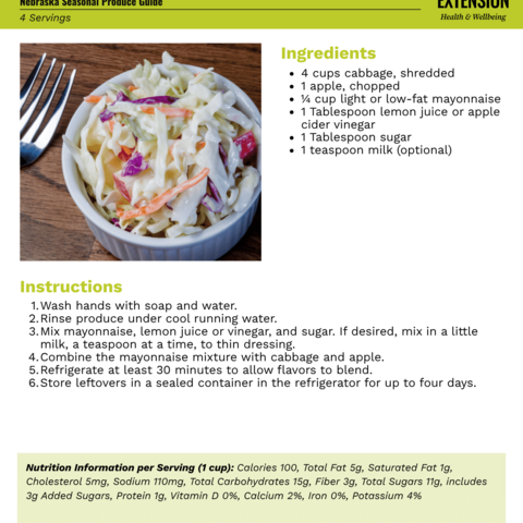 Handout - Cabbage - Mighty Quick Coleslaw Recipe