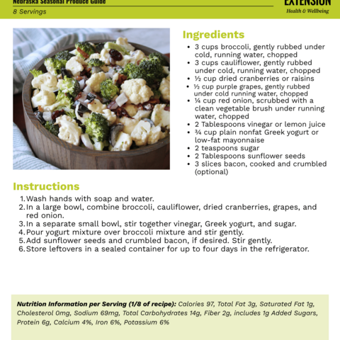 Handout - Cauliflower - Broccoli and Cauliflower Salad Recipe