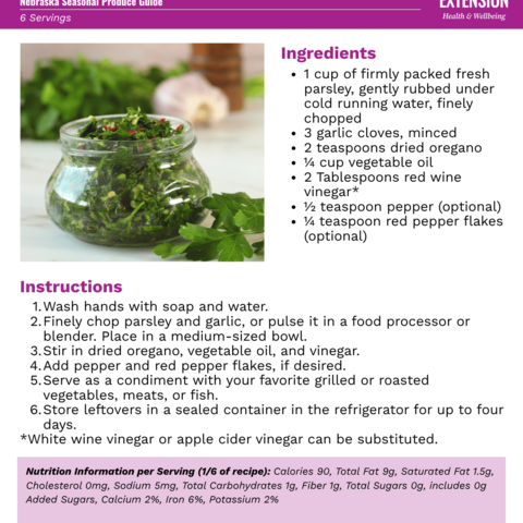 Handout - Fresh Herbs - Chimichurri Recipe