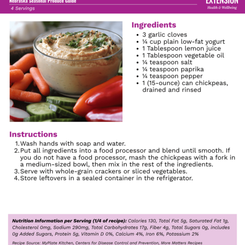 Handout - Fresh Herbs - Garlic Chickpea Dip Recipe