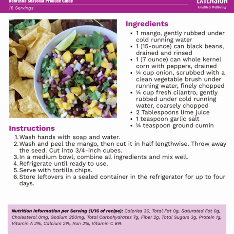 Handout - Fresh Herbs - Mango Tango Black Bean Salsa Recipe