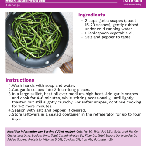 Handout - Garlic Scapes - Sautéed Garlic Scapes Recipe
