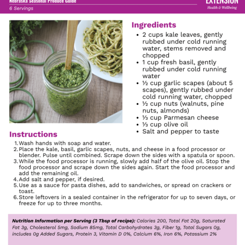 Handout - Garlic Scapes - Kale and Garlic Scape Pesto Recipe