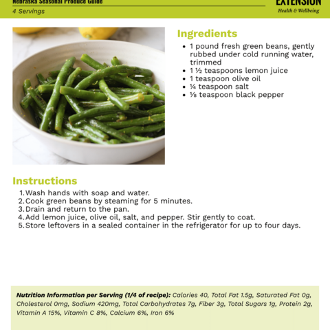 Handout - Green Beans - Lemony Green Beans Recipe