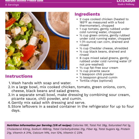 Handout - Leafy Salad Greens - Southwestern Chicken Salad Recipe