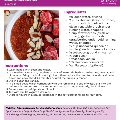 Handout - Rhubarb - Strawberry Rhubarb Quinoa Porridge Recipe