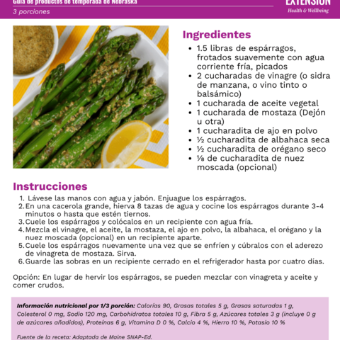 Handout - Asparagus - Spanish - Asparagus with Mustard Vinaigrette Recipe