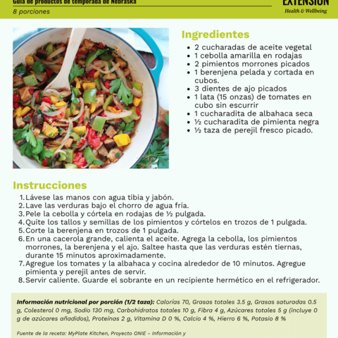 Handout - Bell Peppers - Spanish - Ratatouille Recipe