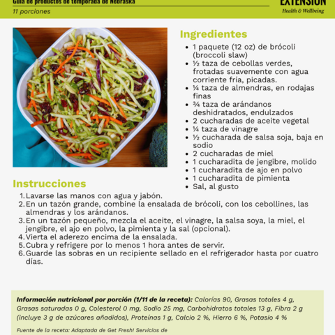 Handout - Broccoli - Spanish - Broccoli Slaw with Cranberries Recipe