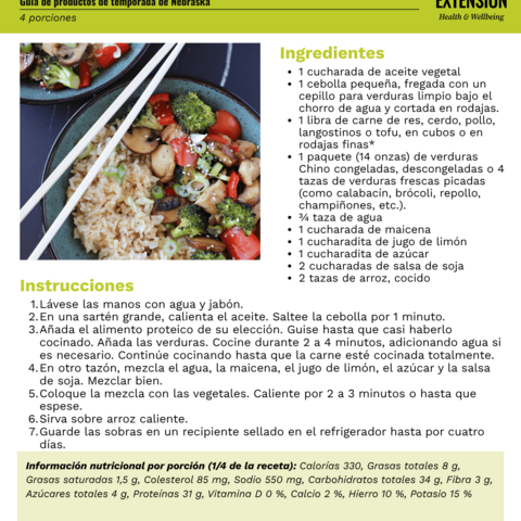 Handout - Broccoli - Spanish - Easy Stir Fry Recipe