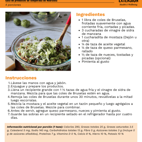 Handout - Brussels Sprouts - Spanish - Brussels Sprouts Salad Recipe