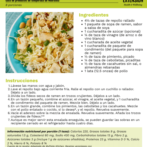 Handout - Cabbage - Spanish - Chinese Chicken Salad Recipe