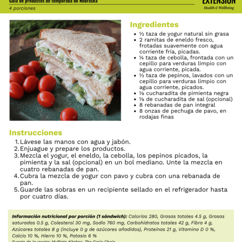 Handout - Cucumber - Spanish - Turkey and Cucumber Sandwich Recipe