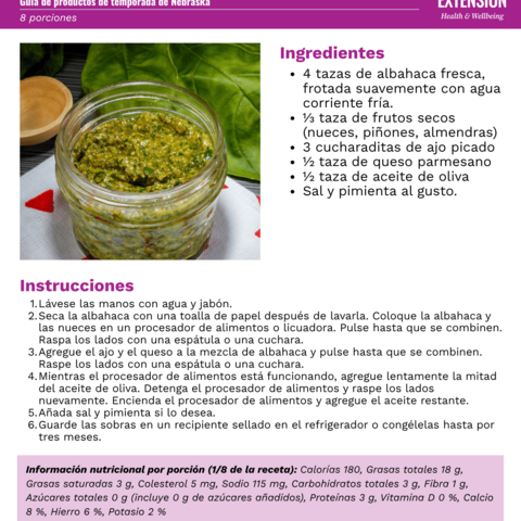 Handout - Fresh Herbs - Spanish - Basil Pesto Recipe