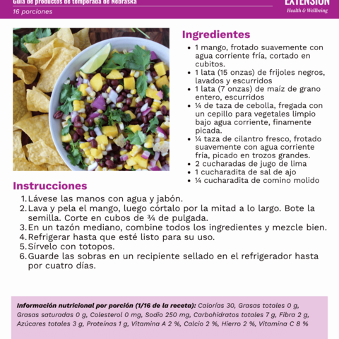 Handout - Fresh Herbs - Spanish - Mango Tango Black Bean Salsa Recipe