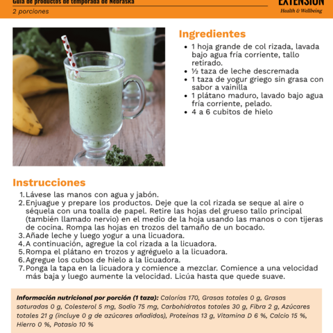 Handout - Kale - Spanish - Kale and Banana Smoothie Recipe