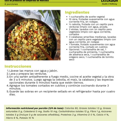 Handout - Okra - Spanish - Okra Succotash Recipe