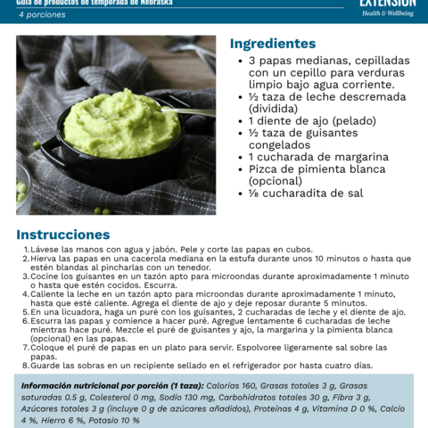 Handout - Potatoes - Spanish - Green-Mash Potatoes Recipe