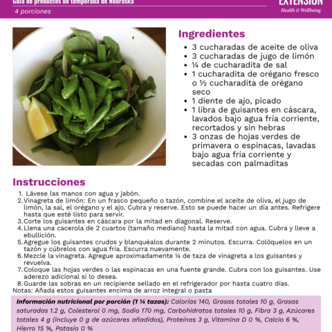 Handout - Snap Peas - Spanish - Snap Pea Salad Recipe