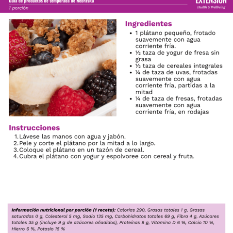 Handout - Strawberries - Spanish - Lickity-Split Banana Split Recipe