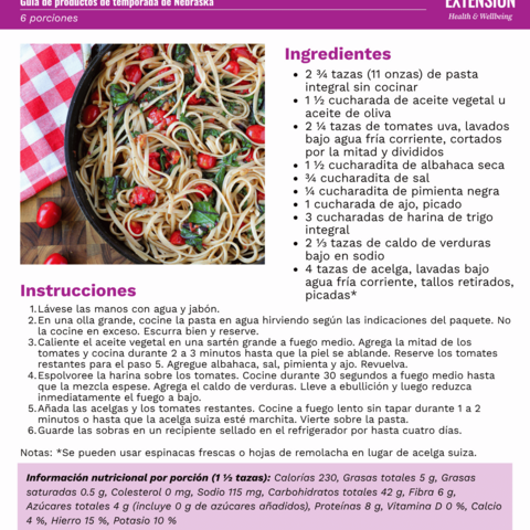 Handout - Swiss Chard - Spanish - Oodles of Noodles Recipe
