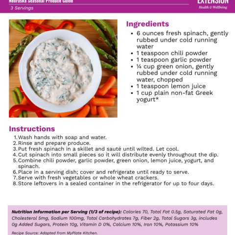 Handout - Spinach - Low Fat Spinach Dip Recipe