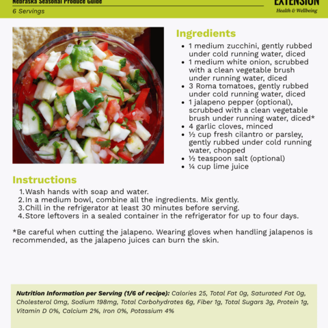 Handout - Summer Squash - Summer Vegetable Salsa Recipe