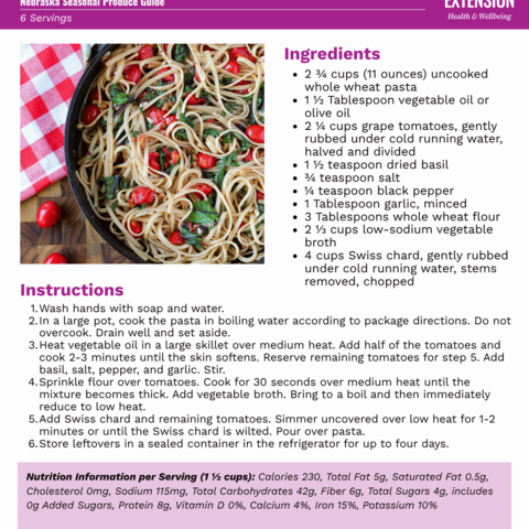 Handout - Swiss Chard - Oodles of Noodles Recipe