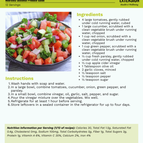 Handout - Tomatoes - Tomato and Cucumber Salad Recipe