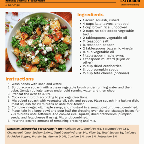  Handout - Winter Squash - Acorn Squash, Cranberry, and Kale Salad Recipe