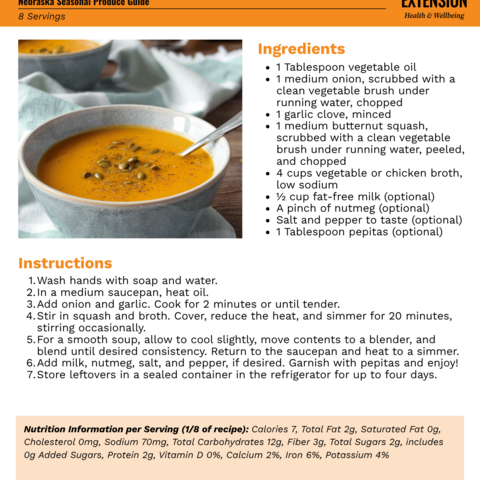 Handout - Winter Squash - Creamy Butternut Squash Soup Recipe