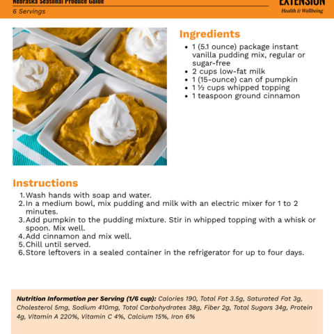 Handout - Winter Squash - Pumpkin Pudding Recipe