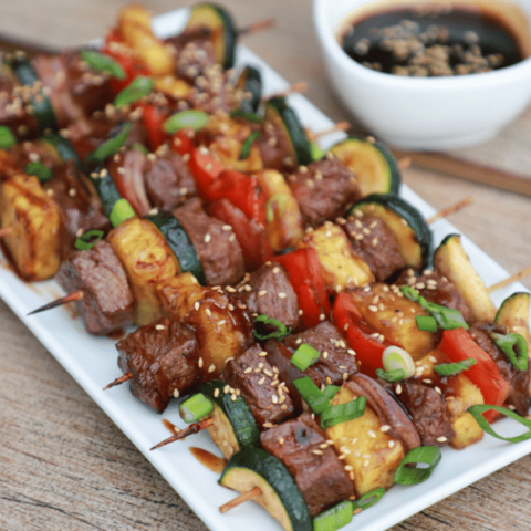 Air Fryer Teriyaki Beef Kabobs  