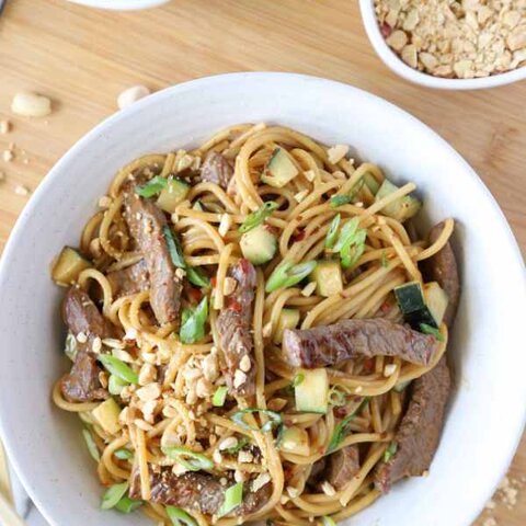 Asian Peanut Beef and Pasta 