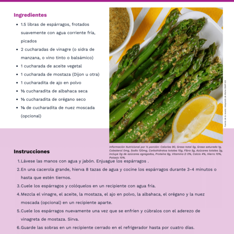 Handout - Asparagus - Spanish - Asparagus with Mustard Vinaigrette Recipe