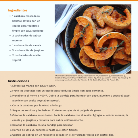 Handout - Winter Squash - Spanish - Baked Butternut Squash Recipe