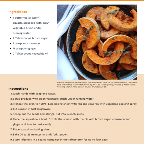 Handout - Winter Squash - Baked Butternut Squash Recipe