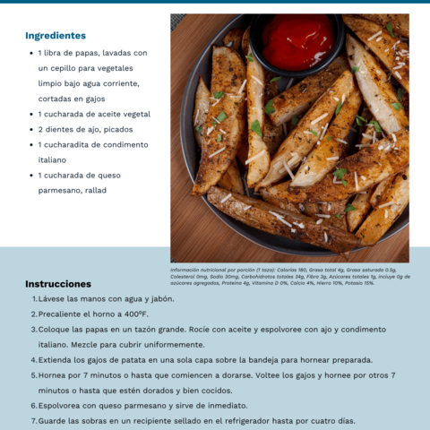 Handout - Potatoes - Spanish - Baked Parmesan Fries Recipe