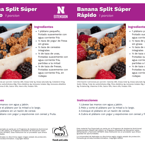 Handout - Strawberries - Spanish - Lickity-Split Banana Split Recipes