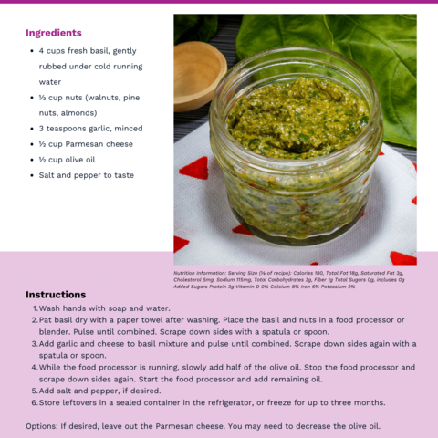 Handout - Fresh Herbs - Basil Pesto Recipe