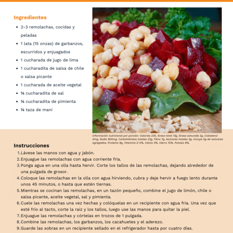Handout - Beets - Spanish - Beet and Chickpea Salad Recipe