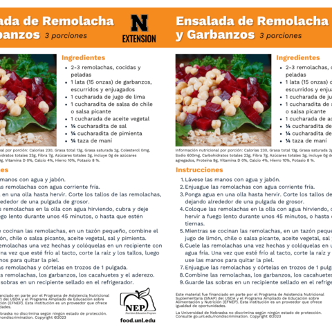 Handout - Beets - Spanish - Beet and Chickpea Salad Recipes