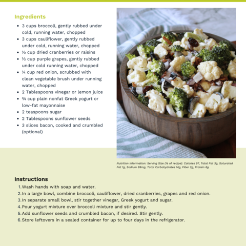 Handout - Cauliflower - Broccoli and Cauliflower Salad Recipe
